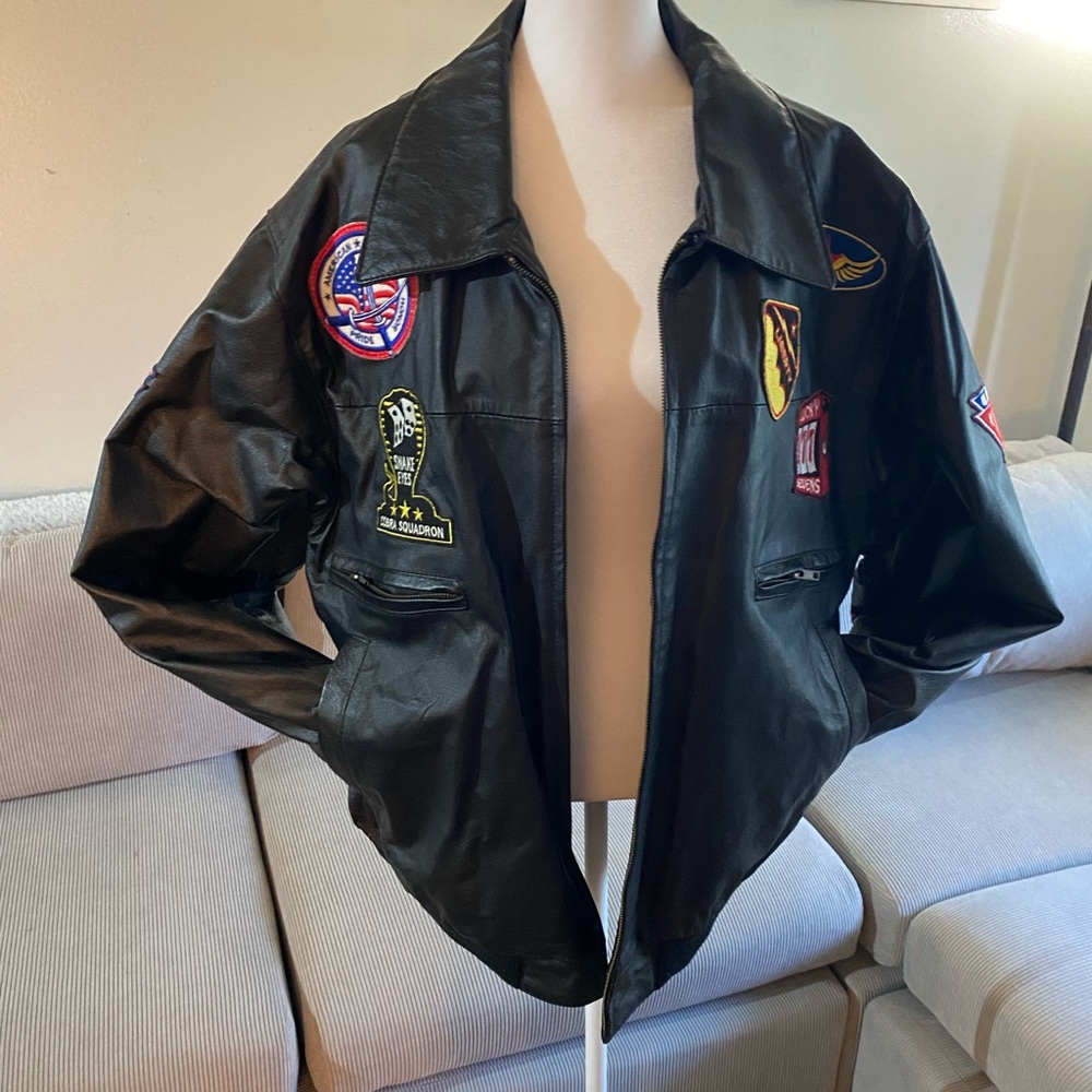 Unisex Vintage “Flying Aces” Leather Bomber Jacket
